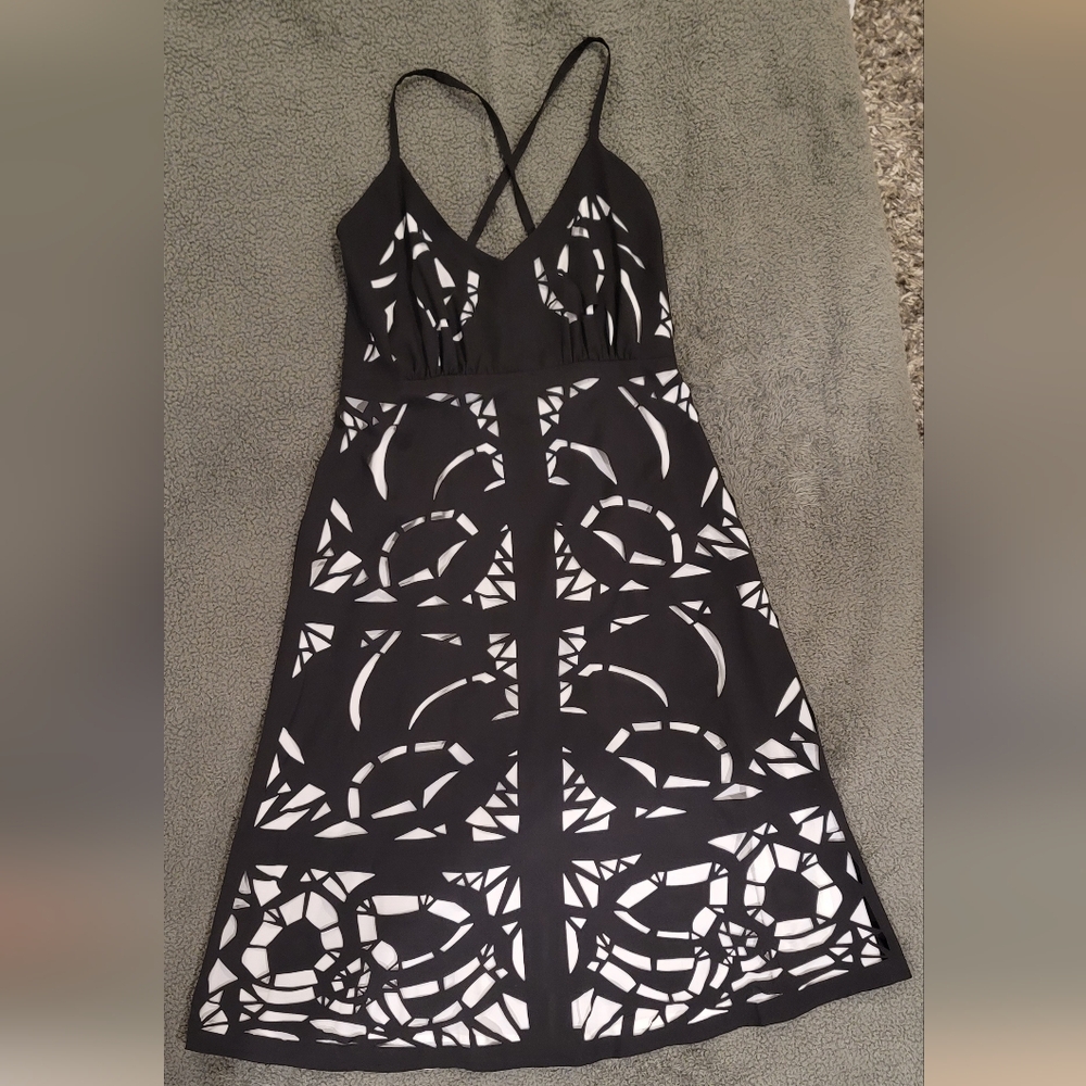 Chic Black and White Cutout Dress